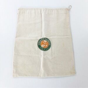 Vintage Roland Garros Paris White Cotton Tote Bag 13.5 " x 17"